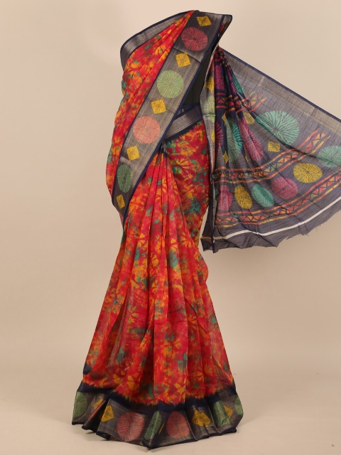 

Pothys Women Red & Dark Grey Cotton Blend Tie-Dye Printed Saree