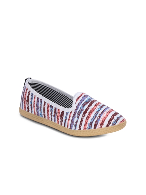 

Get Glamr Women Multicoloured Striped Regular Slip-On Sneakers, Multi