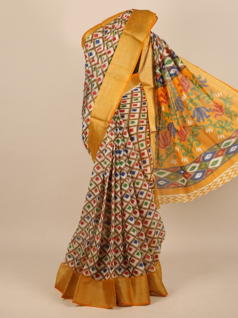 

Pothys Women Multicoloured Cotton Blend Geometric Printed Saree, Multi