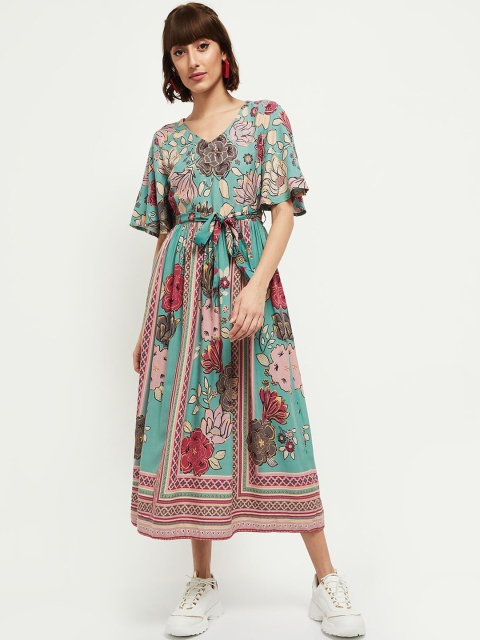 

max Green Ethnic Motifs A-Line Midi Dress