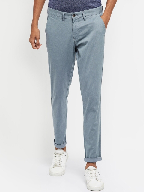 

max Men Grey Solid Mid-Rise Chinos Trousers