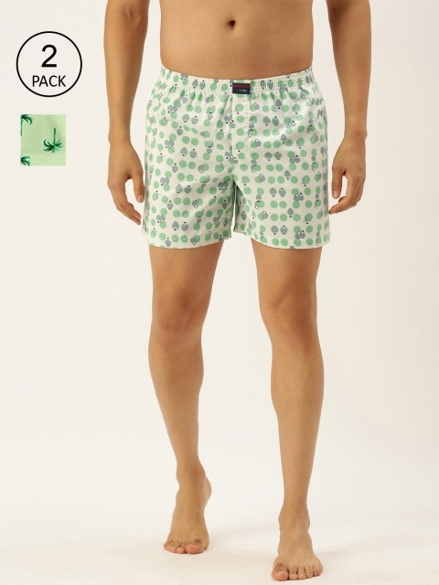 

IVOC Pack of 2 Off White & Green Printed Cotton Boxers - 14726756-1-14726764-1