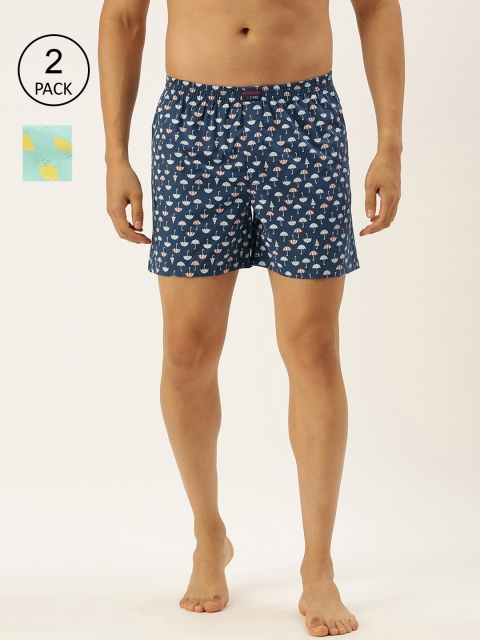 

IVOC Men Pack of 2 Printed Boxers, Sea green