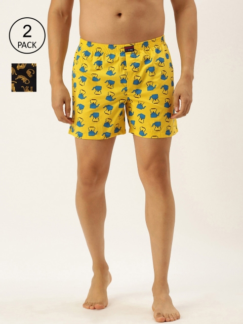 

IVOC Men Pack Of 2 Yellow & Black Printed Boxers 14726754-1-14726768-1