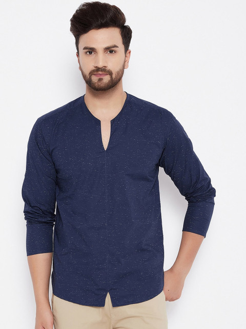 

even Men Blue Geometric Thread Work Kurta