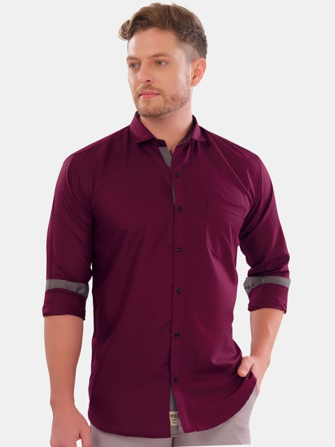 

VeBNoR Men Maroon Opaque Casual Shirt
