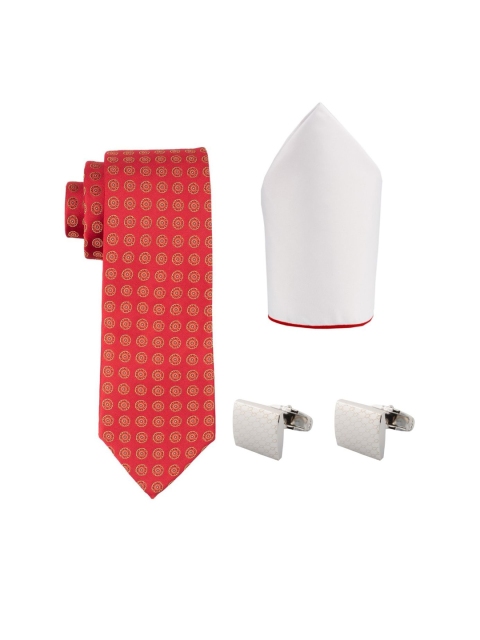 

The Tie Hub Men Red Printed Accessory Gift Set