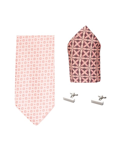 

The Tie Hub Peach Floral Microfiber Reversible Necktie Accessory Gift Set