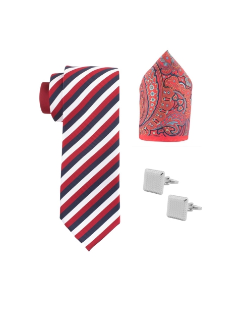 

The Tie Hub Men Red Printed Accessory Gift Set