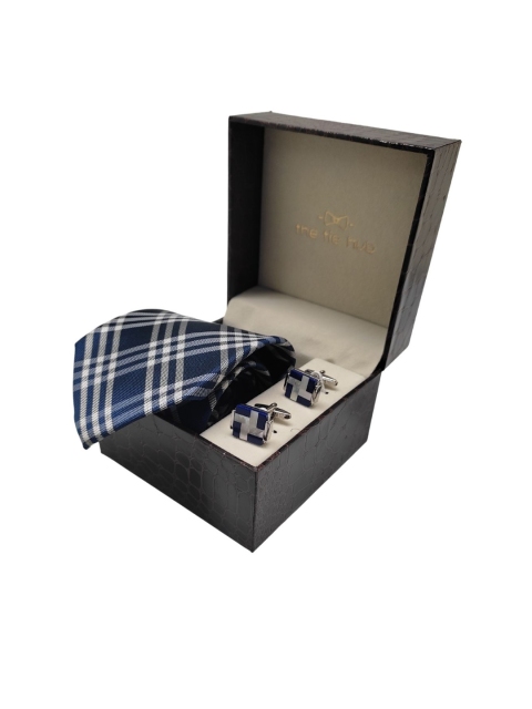 

The Tie Hub Men Blue & White Accessory Gift Set