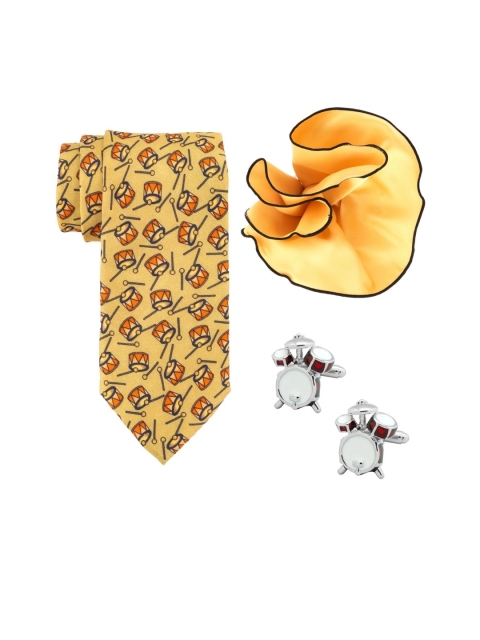 

The Tie Hub Men Yellow Printed Accessory Gift Set