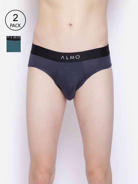 

Almo Wear Men Pack Of 2 Solid Basic Briefs, Navy blue