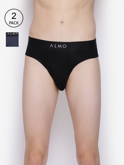 

Almo Wear Men Pack Of 2 Solid Basic Briefs, Black