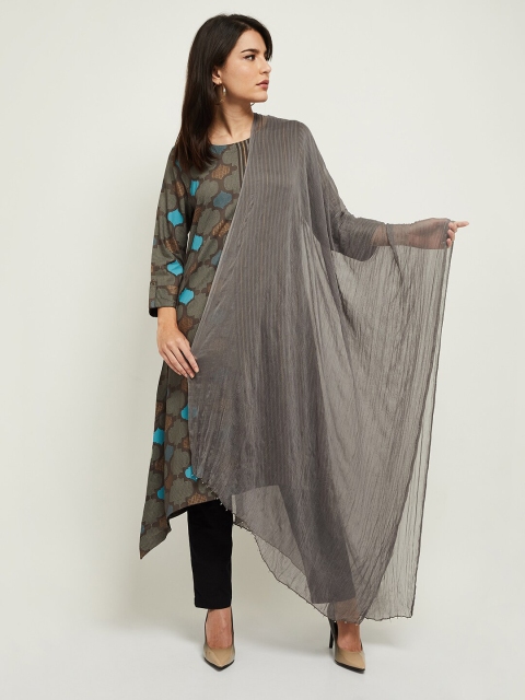 

max Grey Dupatta with Tasseled Border