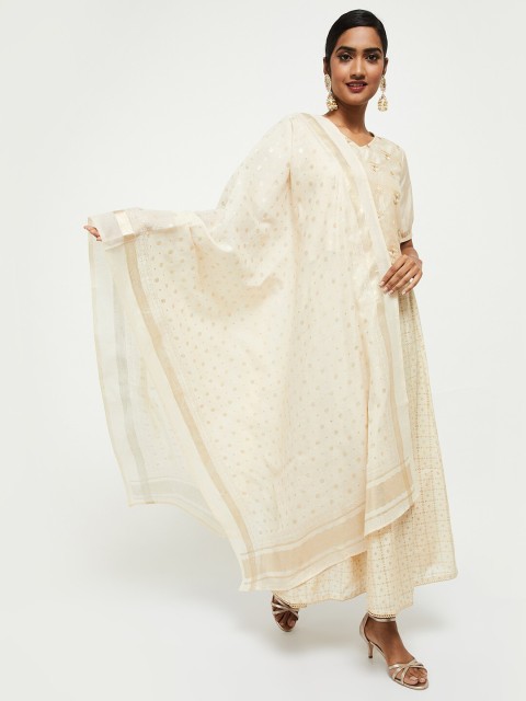 

max Off White Woven Design Dupatta