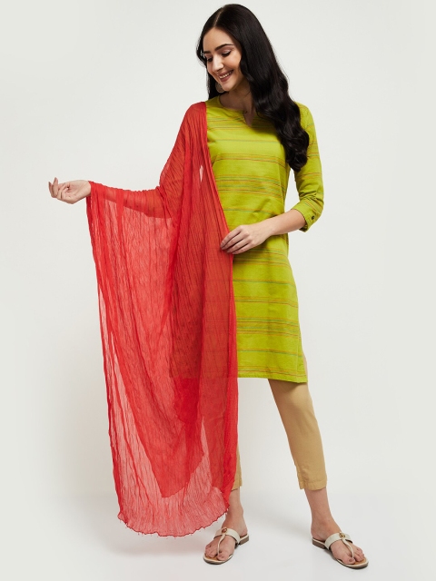 

max Orange Viscose Rayon Tasselled Dupatta