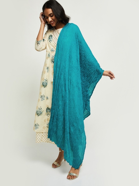 

max Blue Pure Cotton Dupatta with Tasselled Border