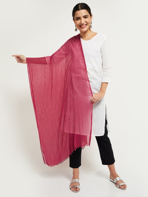 

max Pink Dupatta with Tasseled Dupatta
