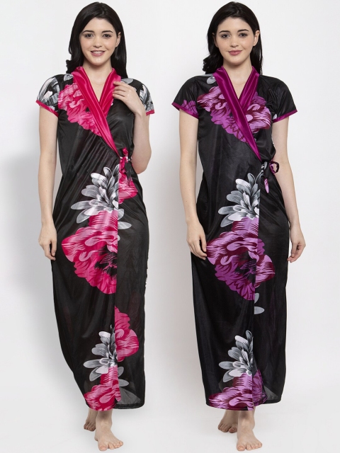

Secret Wish Black Printed Maxi Nightdress