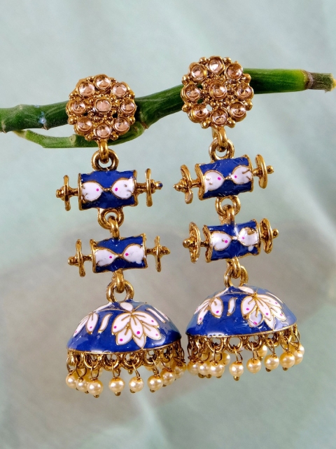 

Crunchy Fashion Gold-Toned Contemporary Jhumkas Earrings