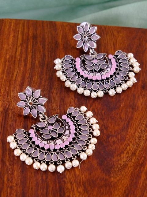 

Crunchy Fashion Silver-Toned Chandbalis Earrings