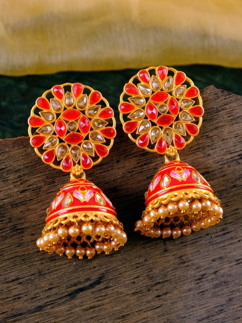 

Crunchy Fashion Gold-Toned and Plated Contemporary Jhumkas Earrings