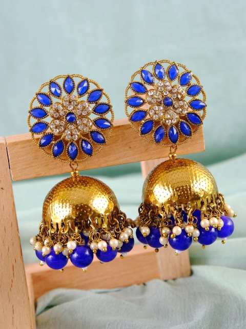 

Crunchy Fashion Gold-Toned Jhumkas Earrings