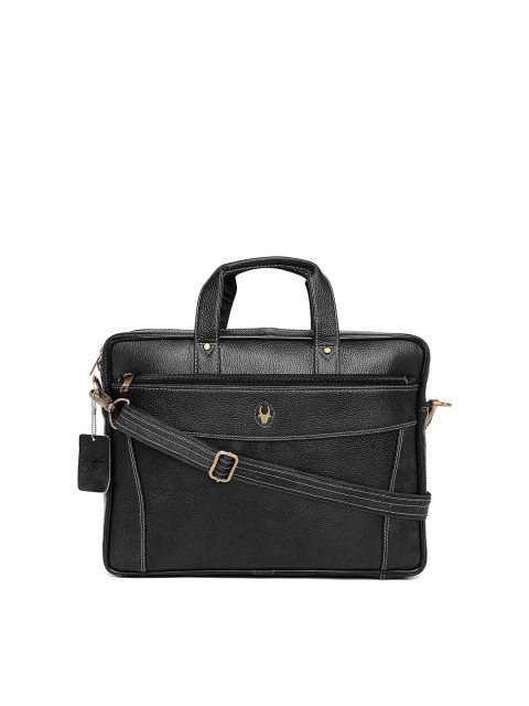 

WildHorn Men Black Textured Leather Laptop Bag