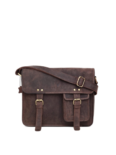 

WildHorn Men Brown Solid Genuine Leather Laptop Bag