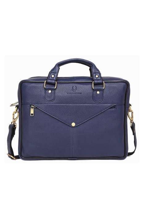 

WildHorn Men Blue Solid Leather Laptop Bag