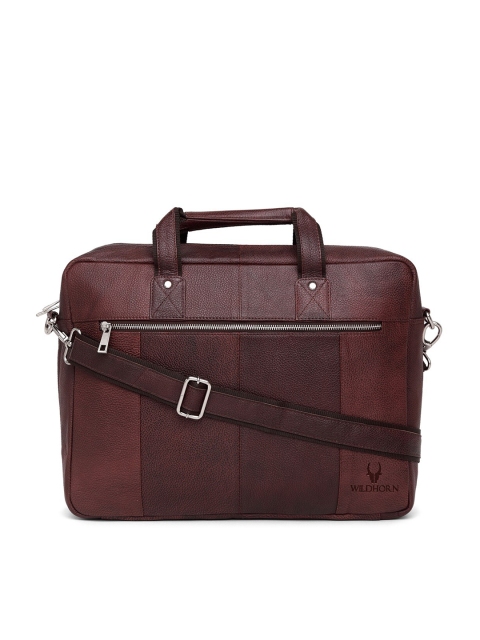 

WildHorn Men Brown Solid Leather Laptop Bag