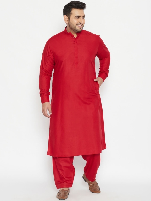 

VASTRAMAY PLUS Men Maroon Regular Kurta with Pyjamas