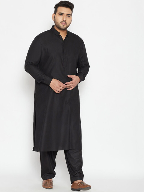 

VASTRAMAY PLUS Men Black Regular Kurta with Pyjamas