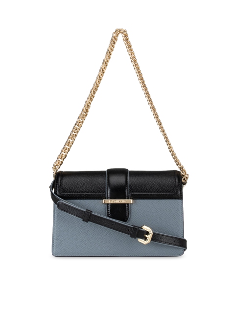

Da Milano Women Grey Colourblocked Leather Structured Sling Bag