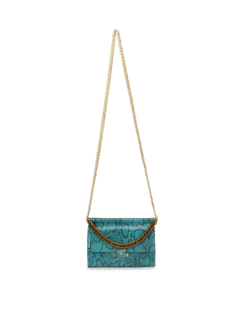 

Da Milano Blue Animal Printed Leather Structured Sling Bag