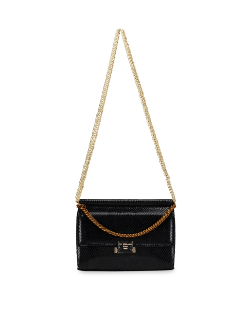 

Da Milano Black Textured Leather Structured Sling Bag