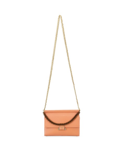 

Da Milano Peach-Coloured Leather Structured Sling Bag with Quilted