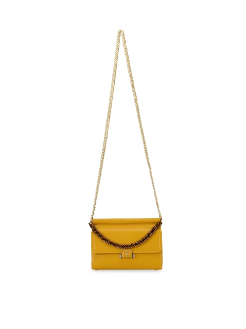 

Da Milano Yellow Leather Structured Sling Bag