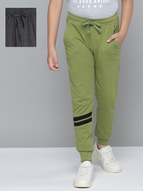 

YK Boys Pack of 2 Solid Joggers, Olive