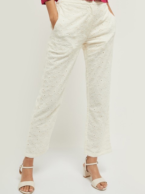 

max Women Cream-Coloured Trousers