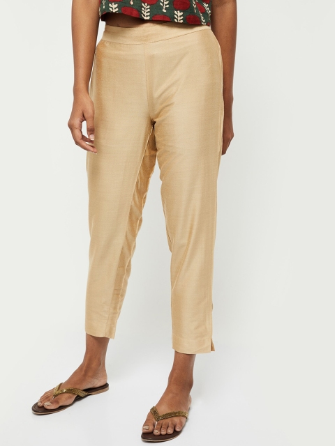 

max Women Gold-Toned Trousers