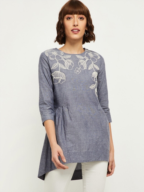 

Max Women Grey & White Embroidered Tunic