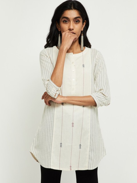 

MAX Women Off White & Black Striped Tunic