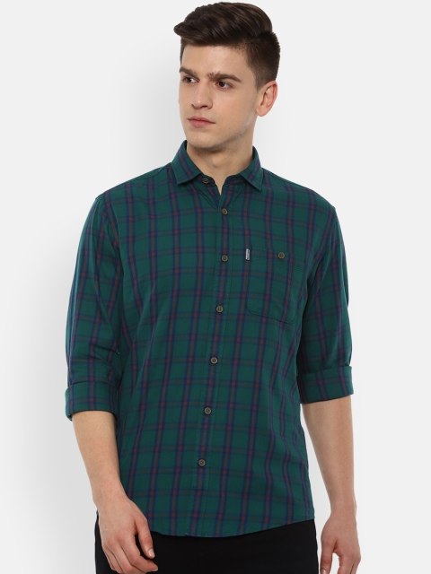 

Louis Philippe Jeans Men Green Pure Cotton Opaque Checked Casual Shirt