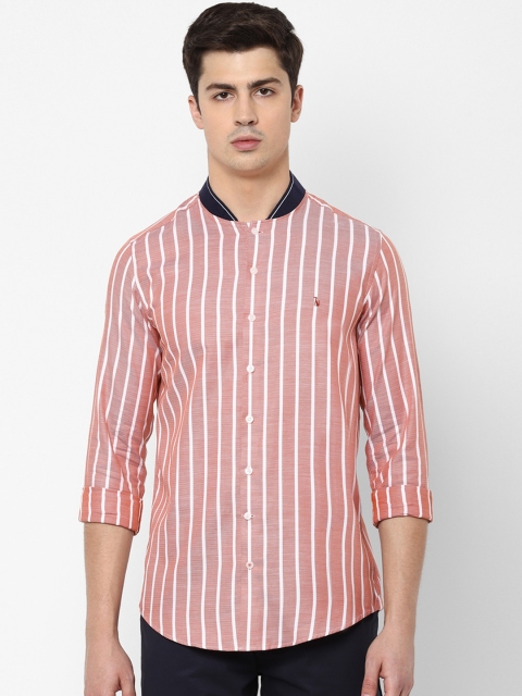

SIMON CARTER LONDON Men Pink Pure Cotton Slim Fit Opaque Striped Casual Shirt