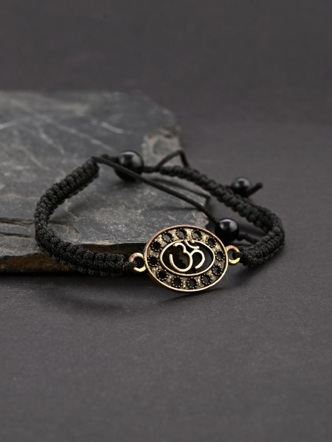 

Tistabene Men Black Hand Woven Omkar Bracelet, Gold