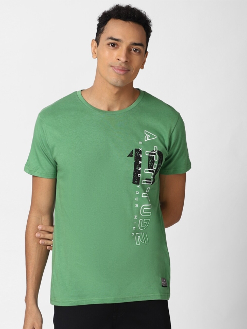 

Peter England Casuals Men Green & White Typography Printed Slim Fit Cotton T-shirt