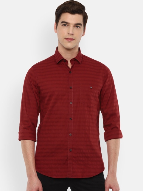 

Louis Philippe Sport Men Red Slim Fit Horizontal Stripes Opaque Cotton Casual Shirt