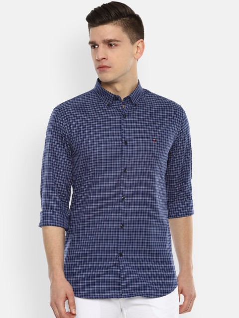 

Louis Philippe Sport Men Navy Blue & White Slim Fit Grid Tattersall Checks Casual Shirt