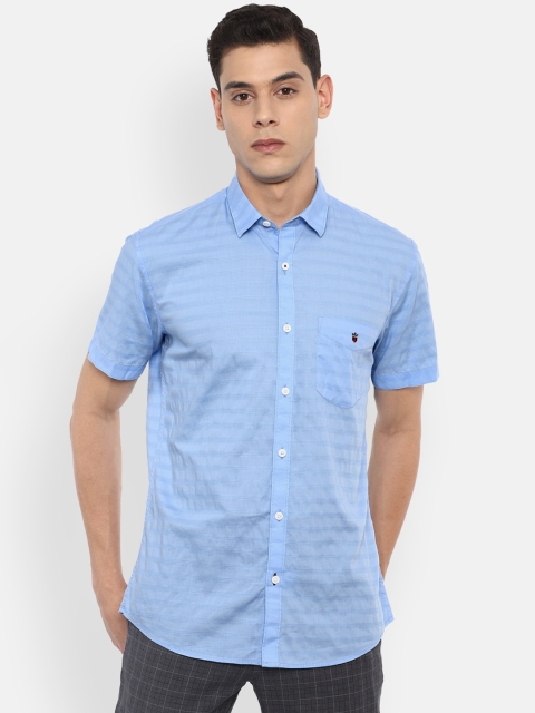 

Louis Philippe Sport Men Blue Slim Fit Horizontal Stripes Opaque Cotton Casual Shirt